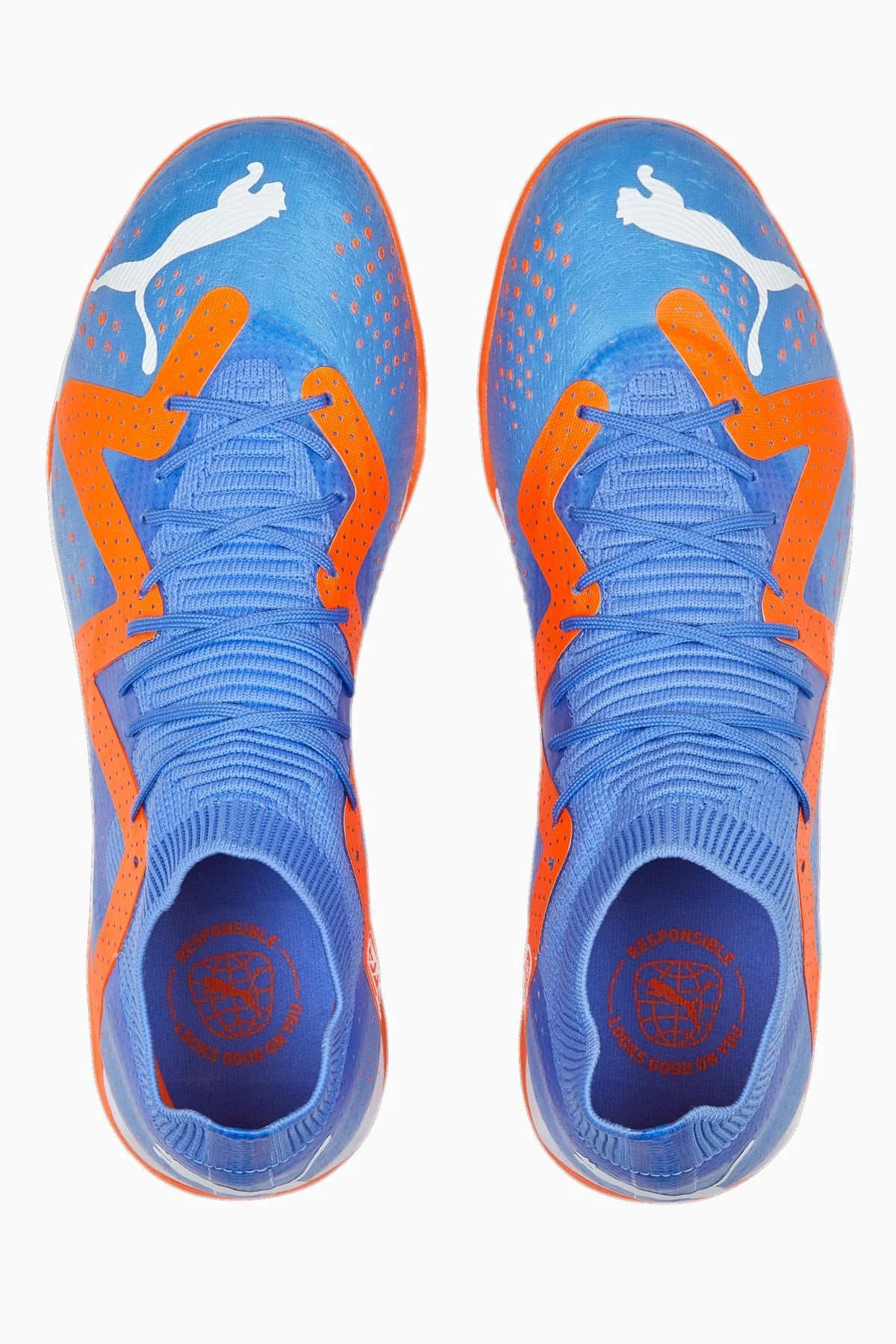 PUMA Future Match TT Turf Mens Soccer Cleats Blue Glimmer White Ultra Orange
