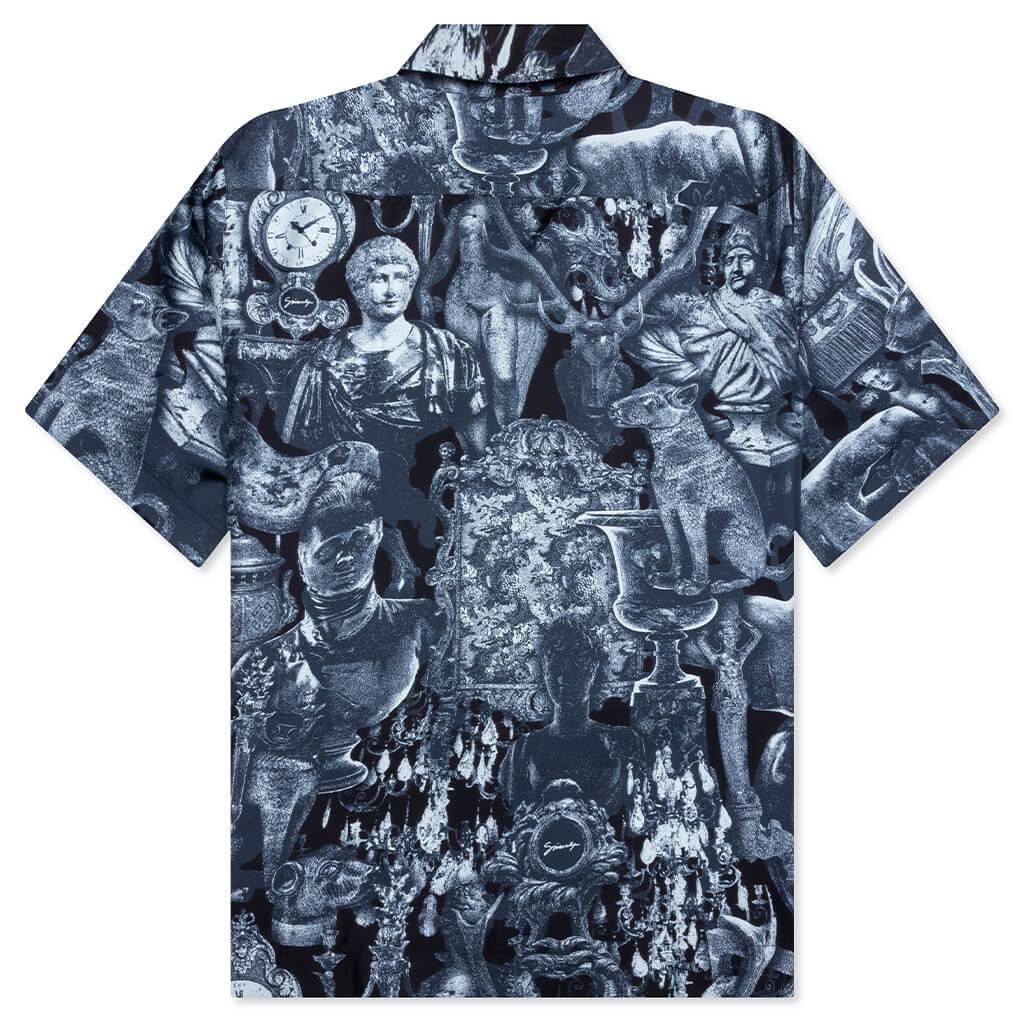 Silk Shirt with Hubert Objects Print Black Navy