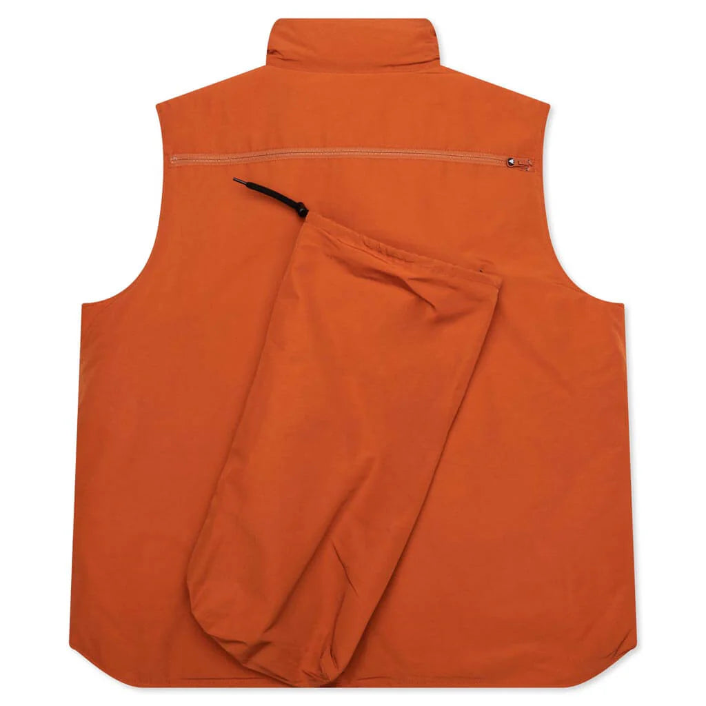 Multi Pocket Zipped Down Vest Orange