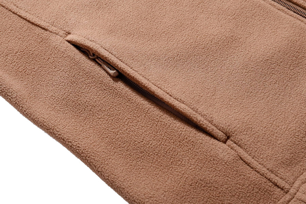 Mens Fleece Full Zip Brown Jacket