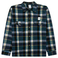 Smokey Wool Melton Plaid Shirt Green
