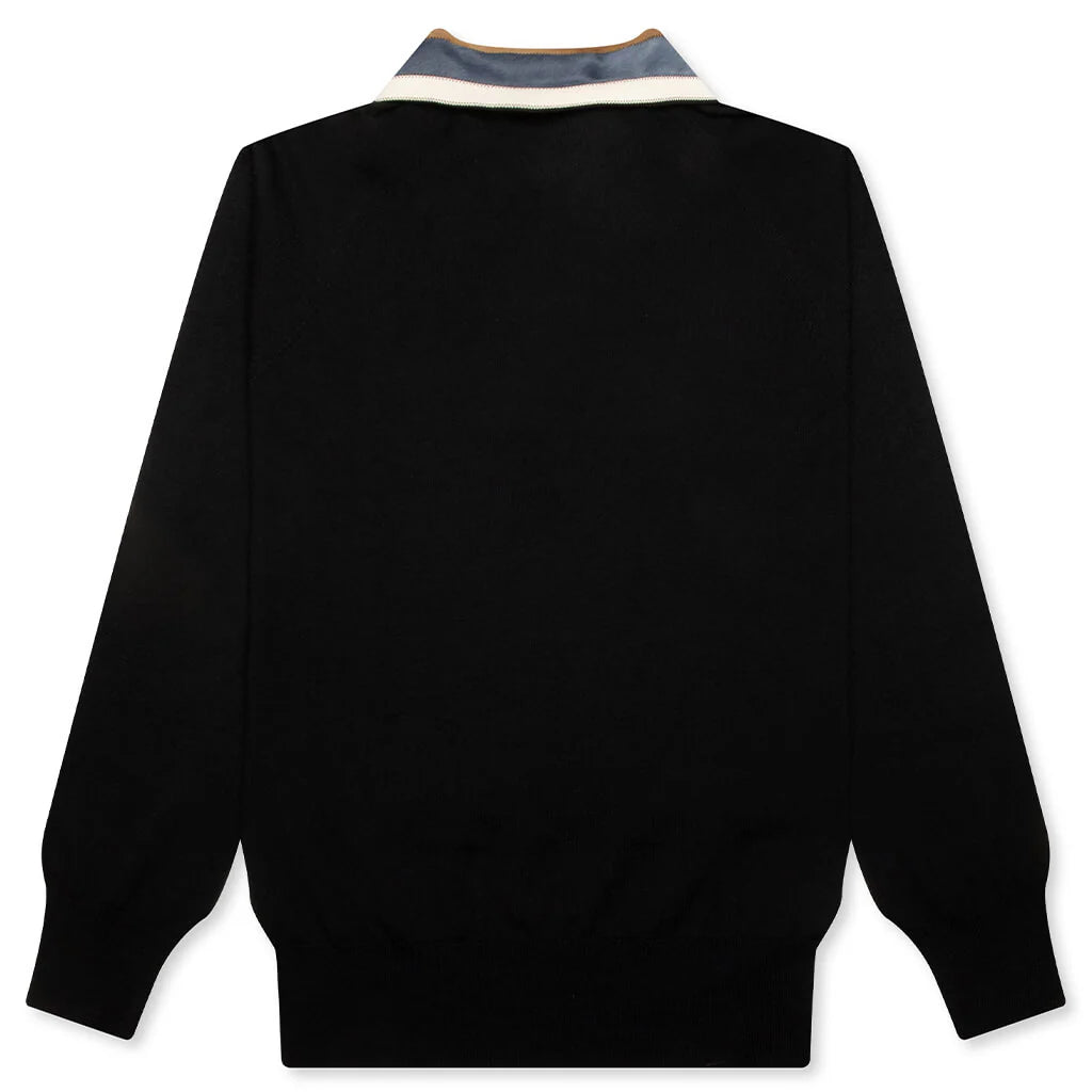 Light Wool With Patchwork Gauge Polo Black