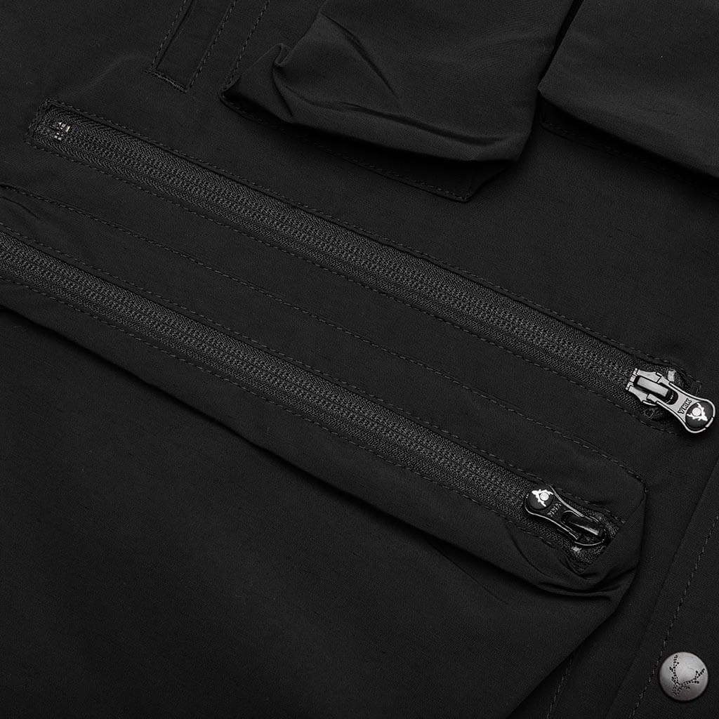 Multi Pocket Zipped Down Vest Black