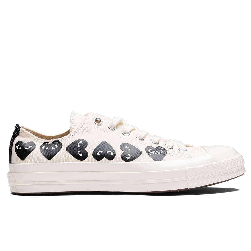 Converse x Comme Des Garcons PLAY All Star Chuck 70 Ox Multi Heart Milk Black