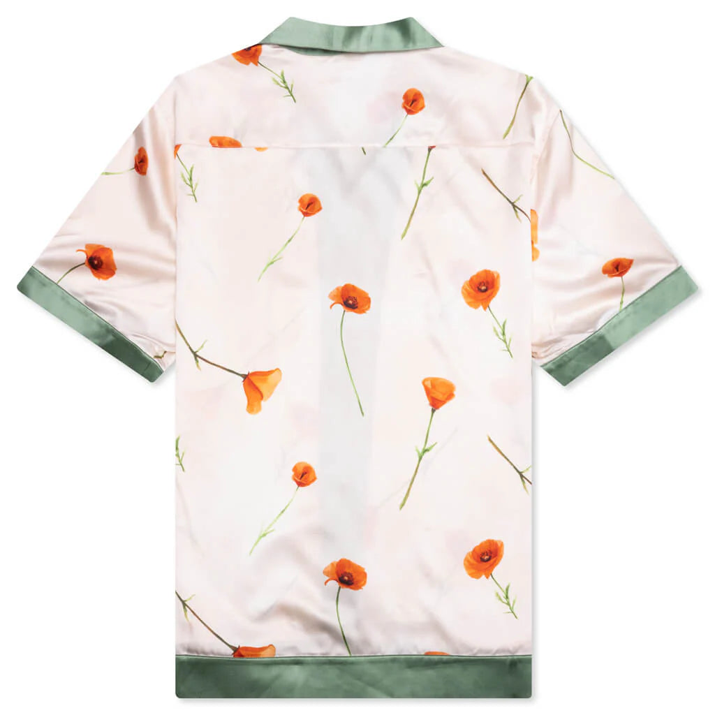 Color Block S S Silk Shirt Poppy Ivory