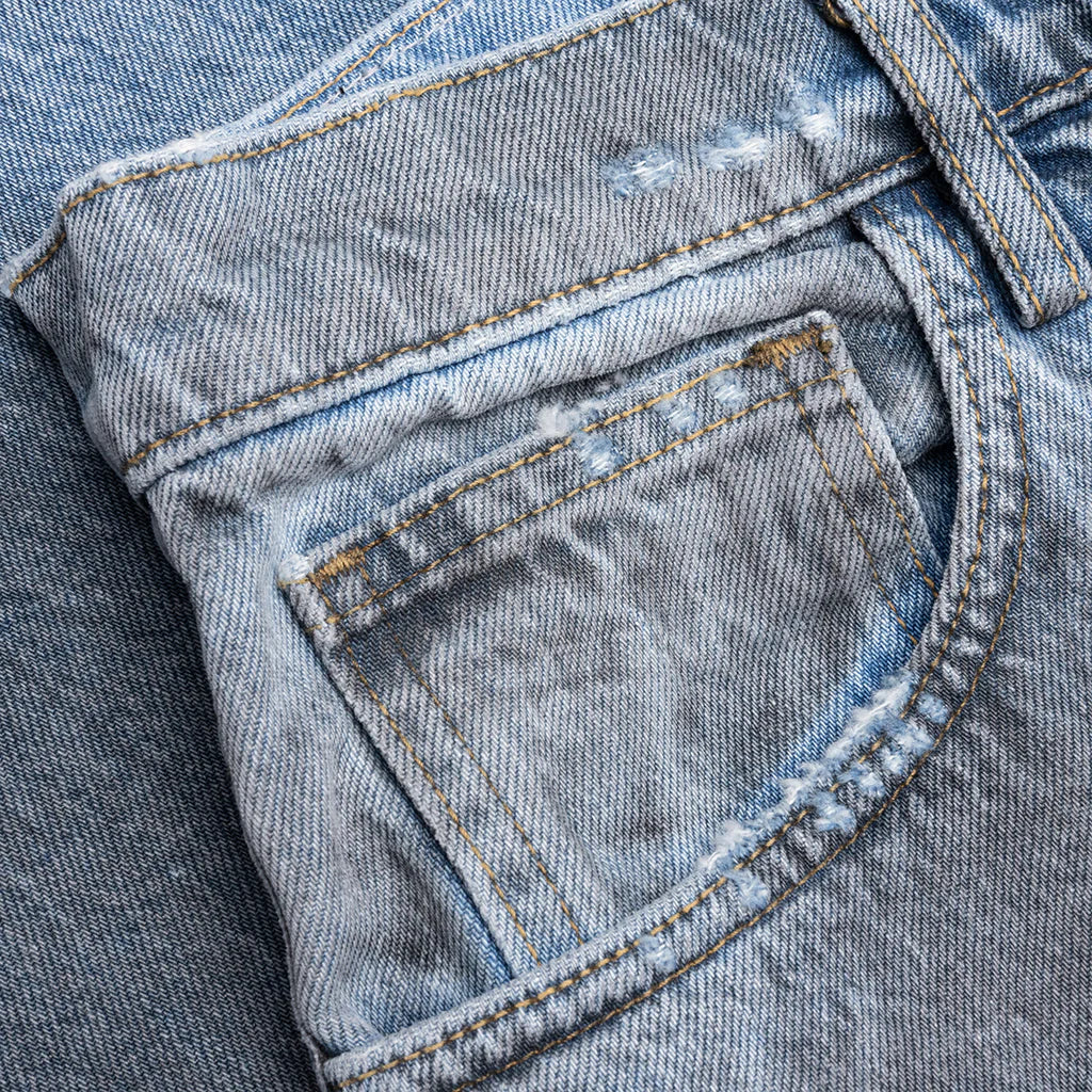 Thrashed Baggy 5 Pocket Shorts Light Wash