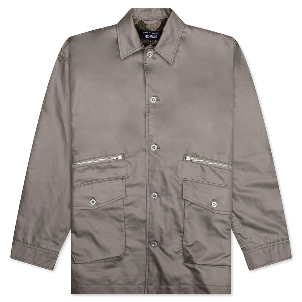 Multi Pocket Chore Jacket Grey Beige