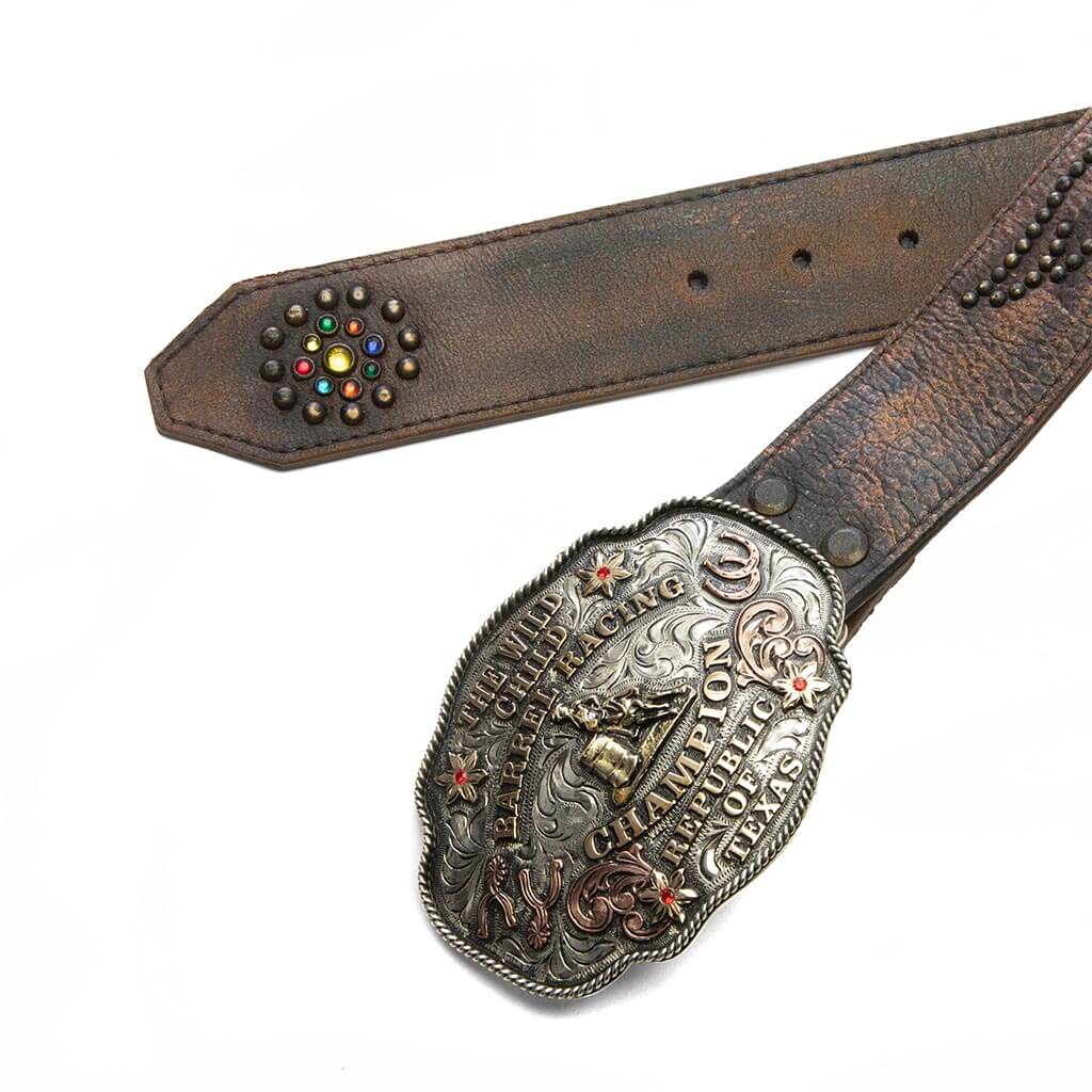 Racing Champion Studded Belt Brown