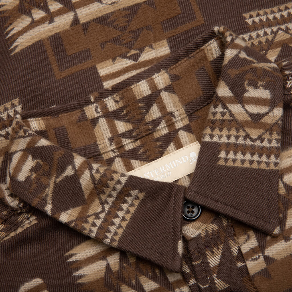 Chimayo Jacquard Button Down Shirt Brown