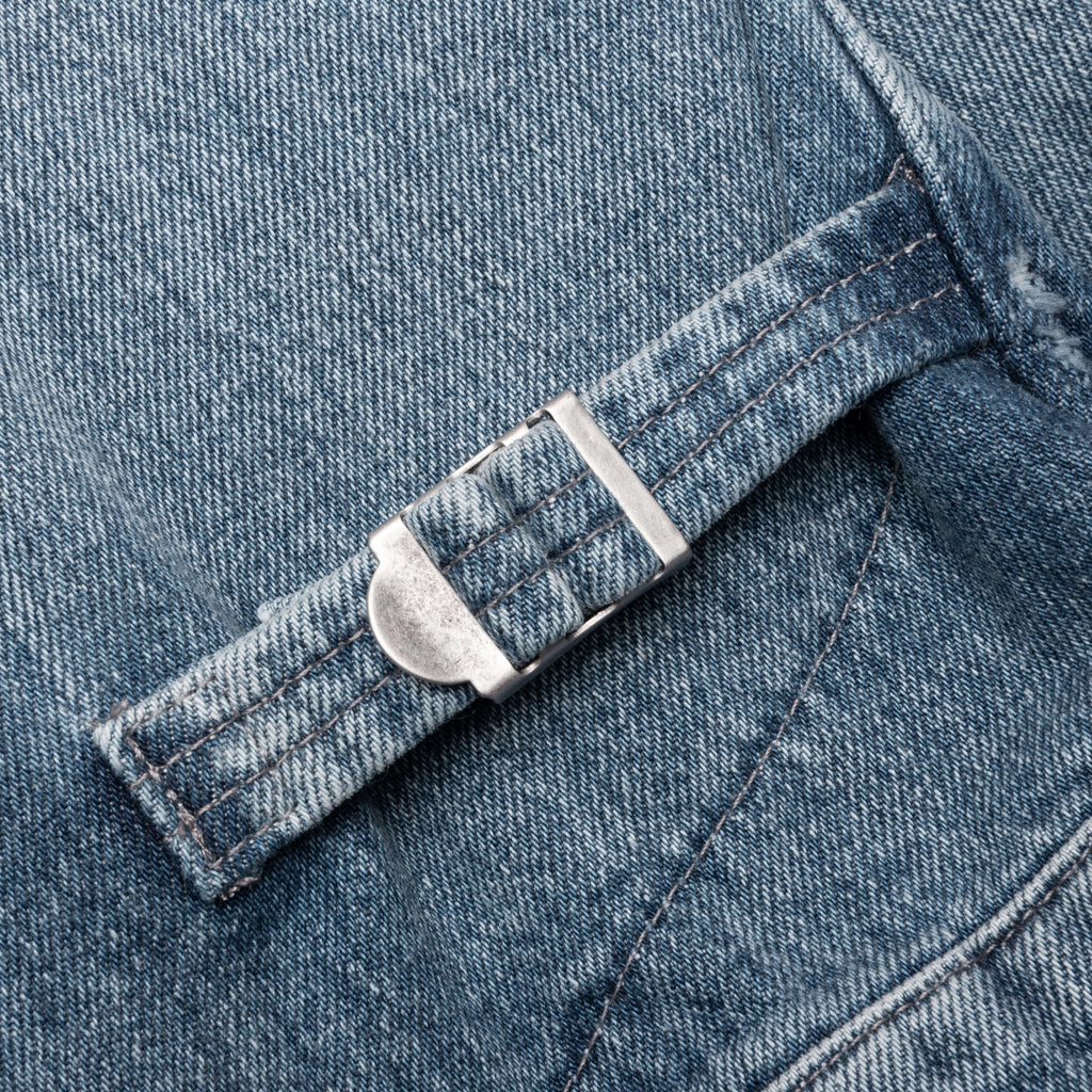 Denim Jacket with Corduroy Collar Light Blue