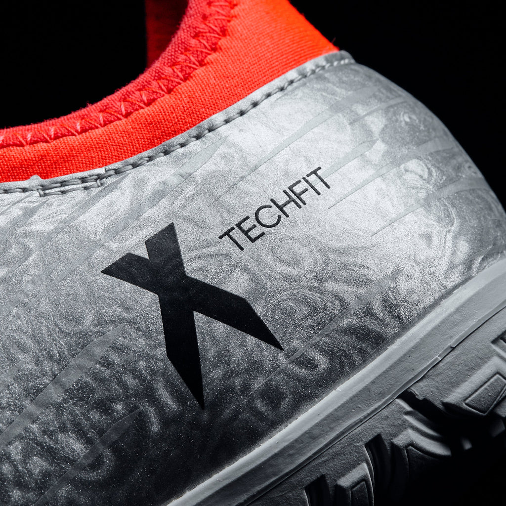 adidas X 163 TF Turf Youth Soccer Cleats Silver Metallic Black Solar Red