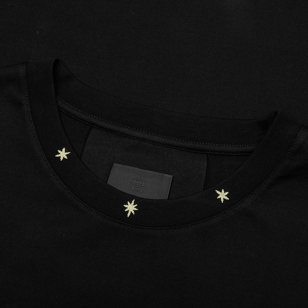 Star Print Sleeveless Big Armhole T Shirt Black