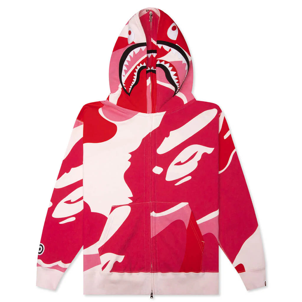 Mega ABC Camo Double Shark Relaxed Fit Full Zip Hoodie Pink