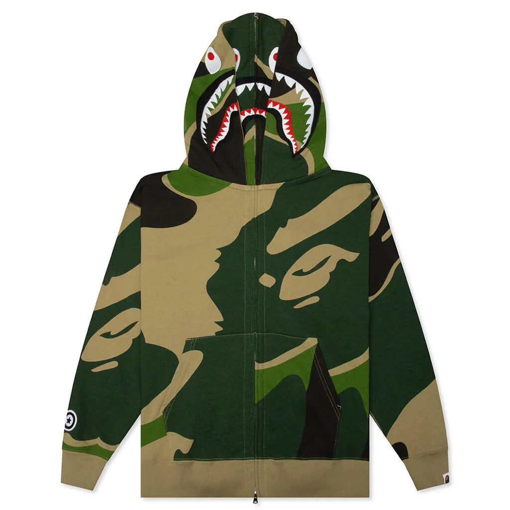 Mega ABC Camo Double Shark Relaxed Fit Full Zip Hoodie Green