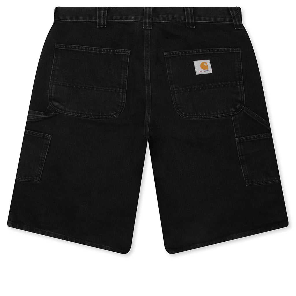 Double Knee Short Black Stone Washed