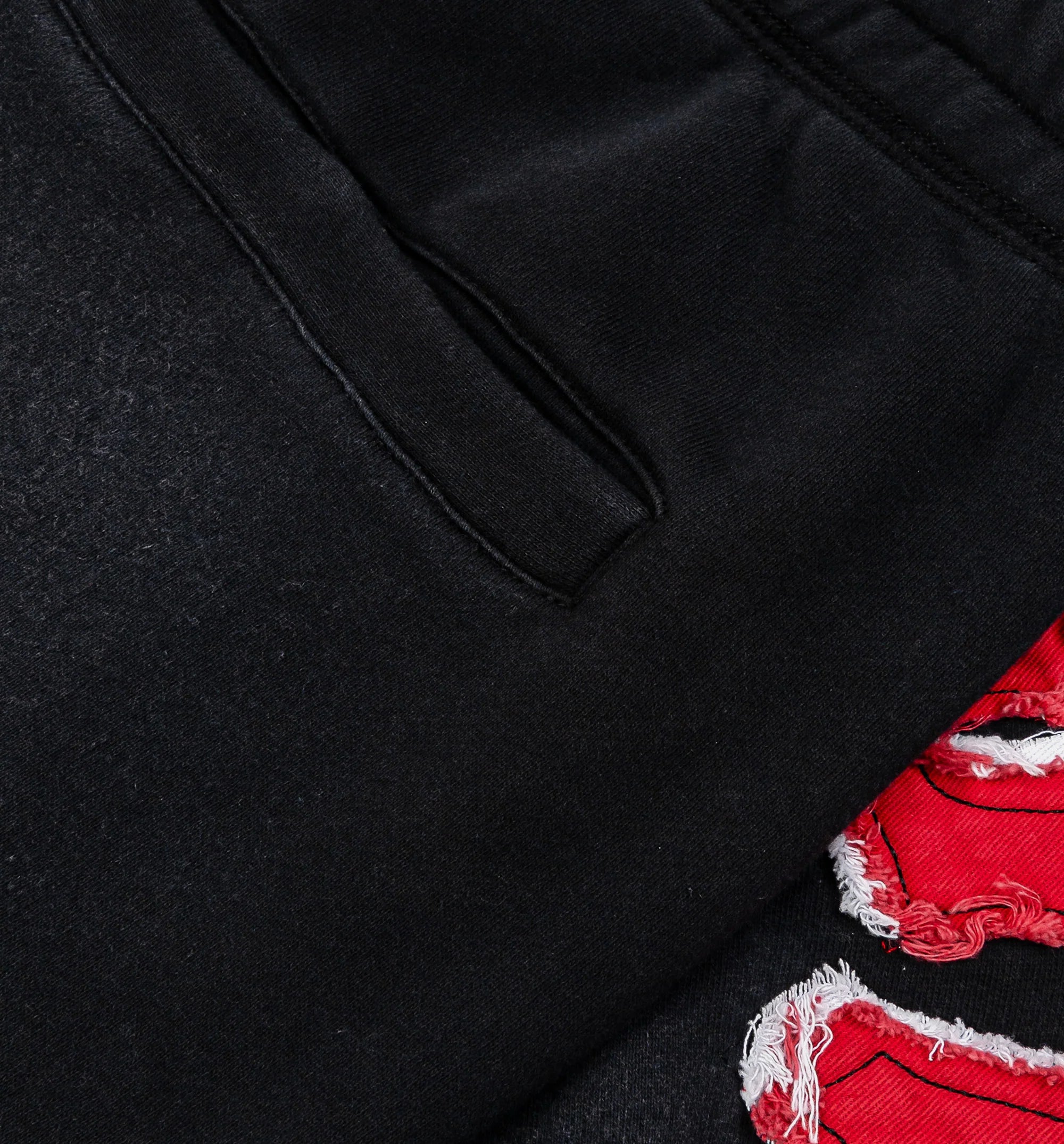 The Savior Straight Fleece Jogger Mens Pant Black Red
