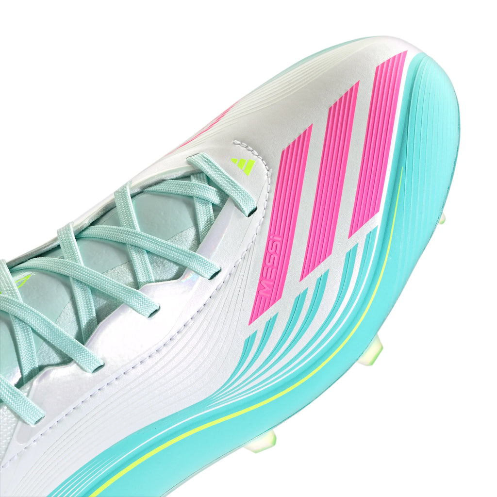 adidas F50 Messi Pro FG Firm Ground Mens Soccer Cleats White Pink Aqua