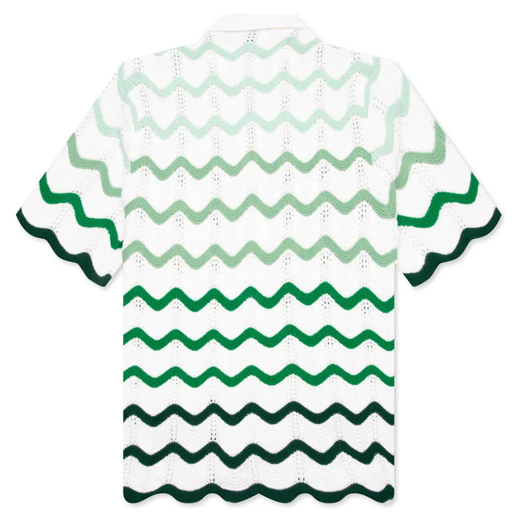 Gradient Wave Texture Shirt Green White