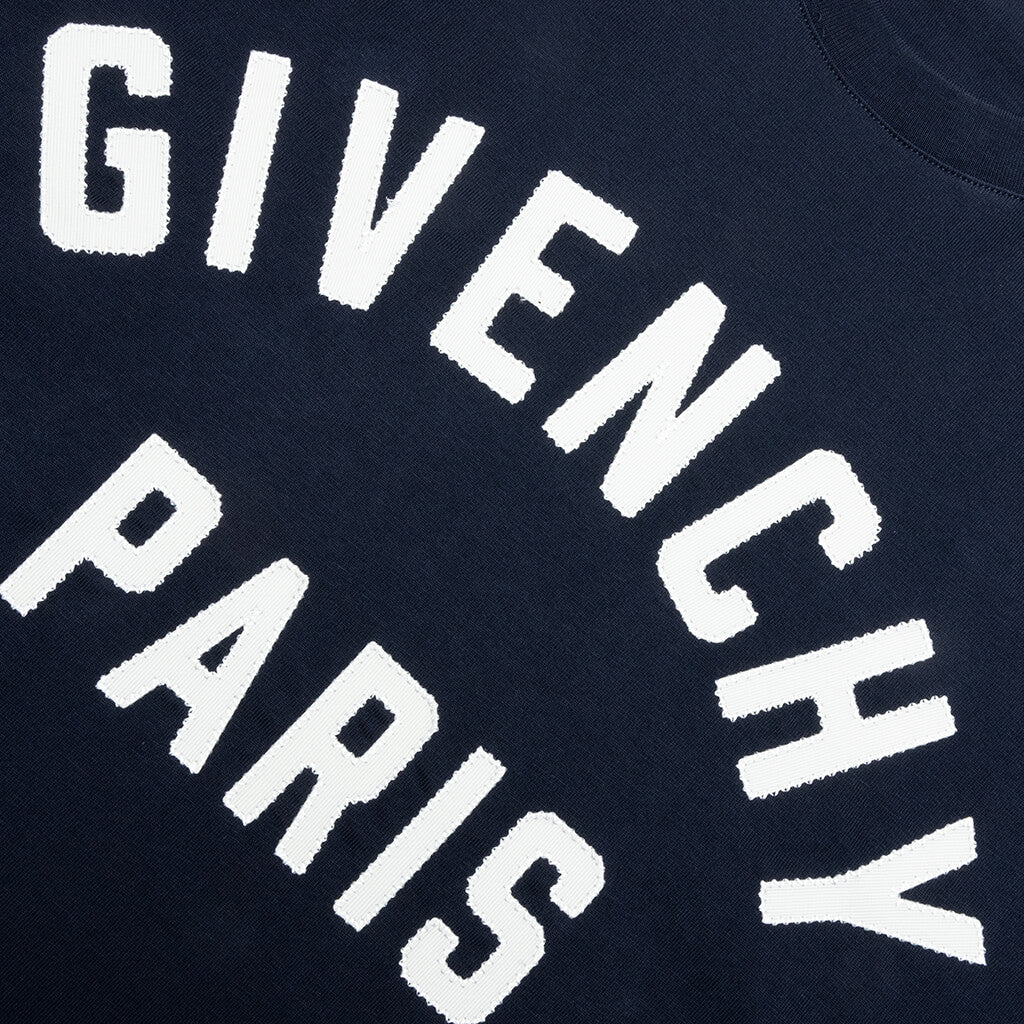 Patch Silk T Shirt Navy White