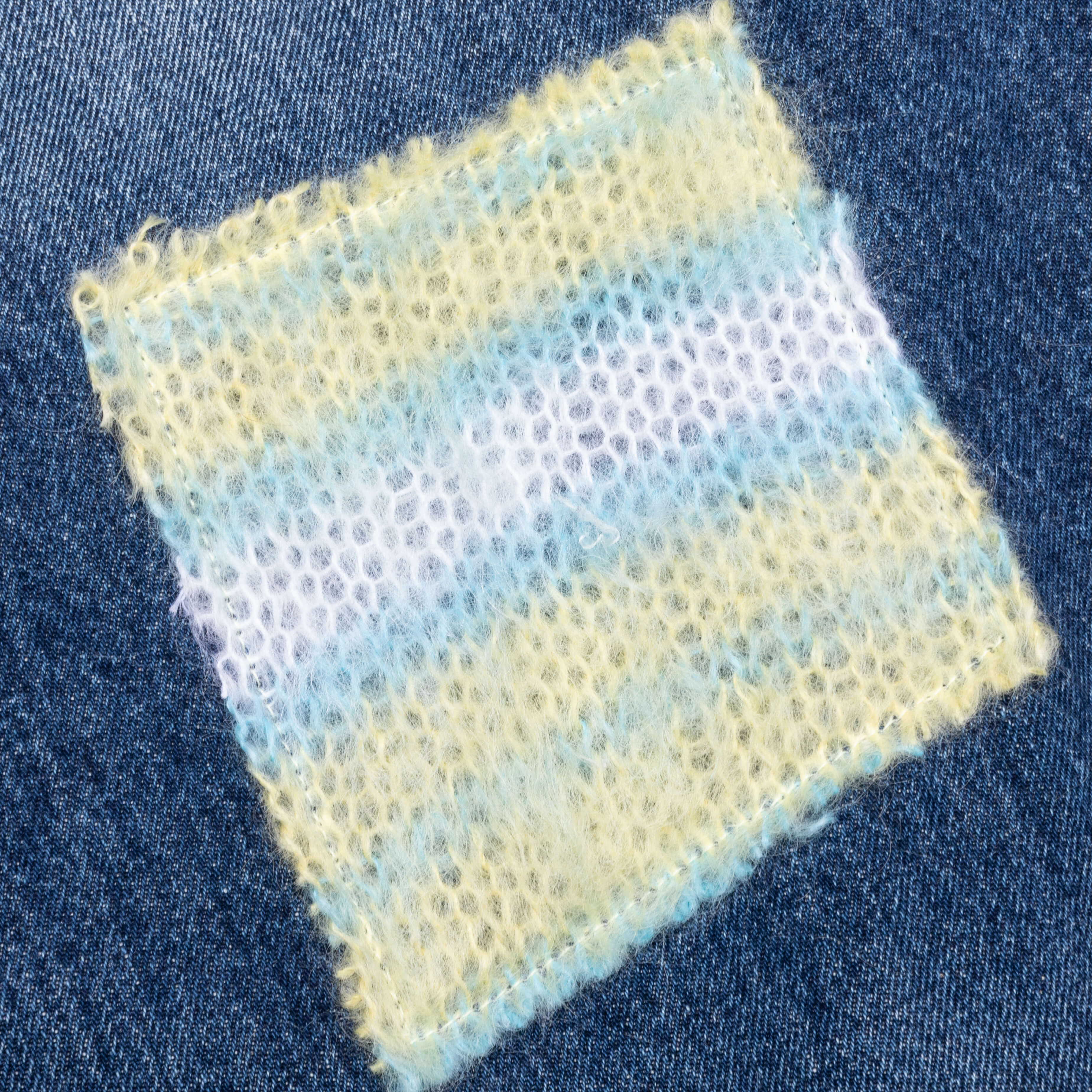 Virgin Wool Shirt With Knitted Patches Deep Blue