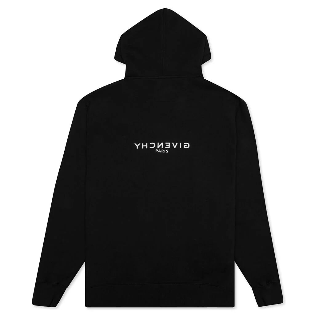 Classic Fit Hoodie w Reverse Print Black