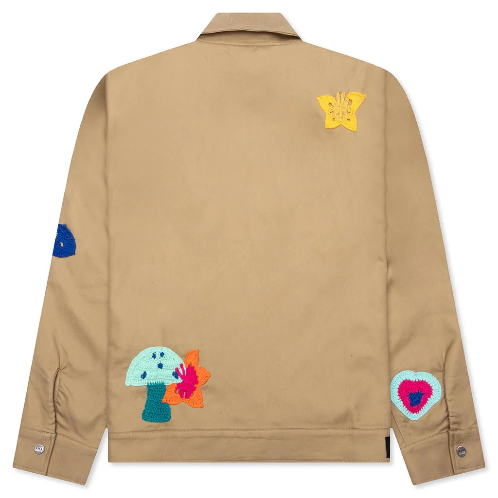 Crochet Patch Worker Jacket Sand