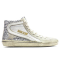Womens Slide Sneaker Silver White Marble