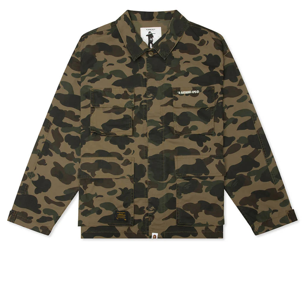 1st Camo Heavy Washed Multi Pocket Cargo L S Shirt Green