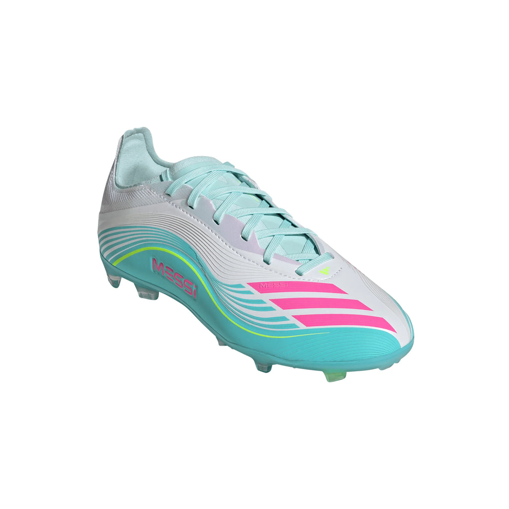 adidas F50 Messi Elite FG Firm Ground Youth Soccer Cleats White Pink Aqua