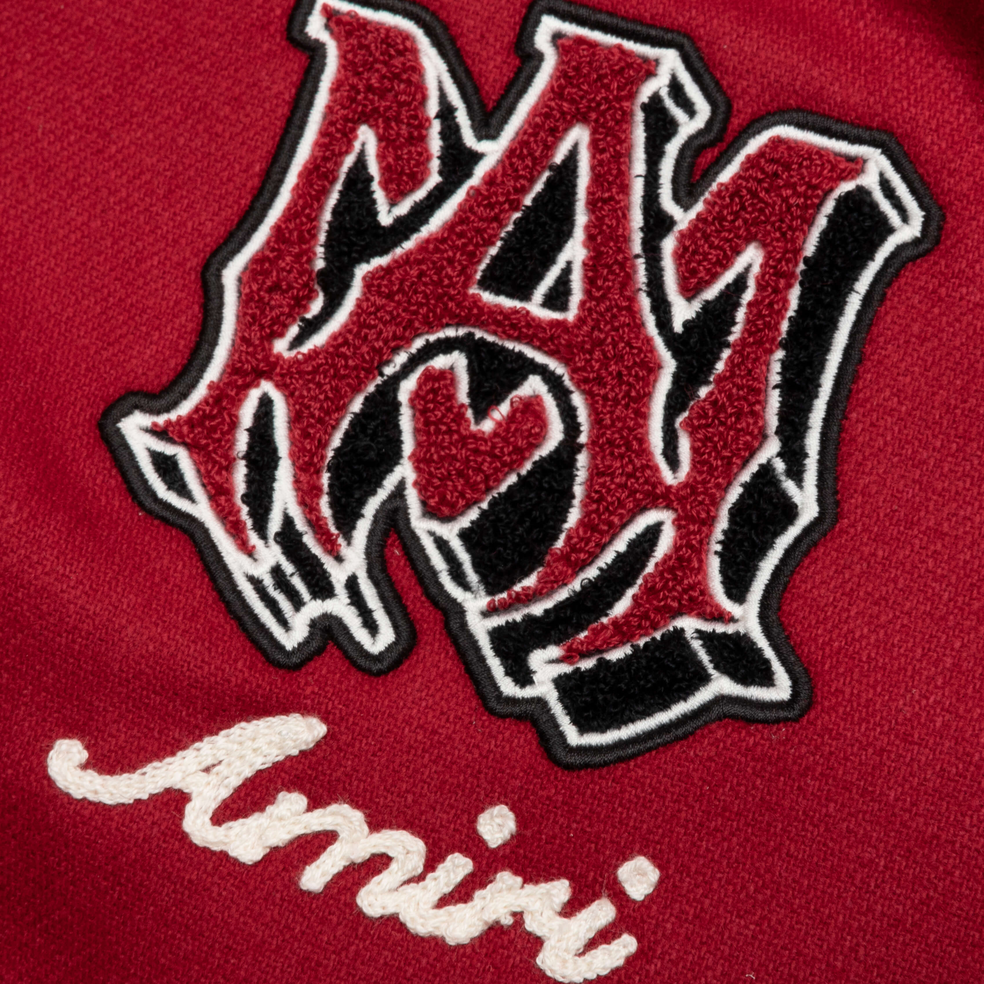 Vintage Patch Varsity Bomber Jacket Red