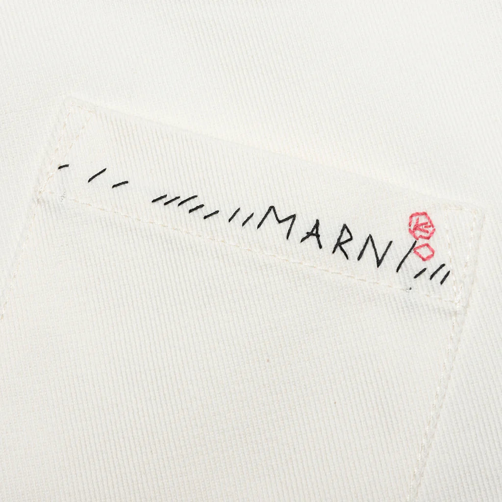 White Drill Shirt With Mending Lily White