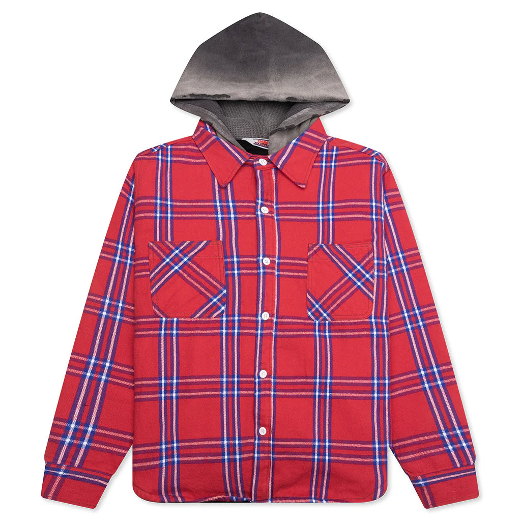Flannel Quilt Shirt Jacket Red