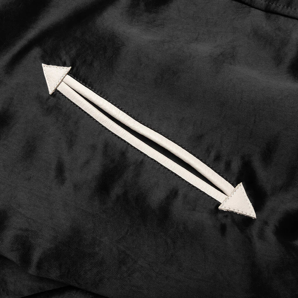 Satin Cropped Varsity Jacket Black