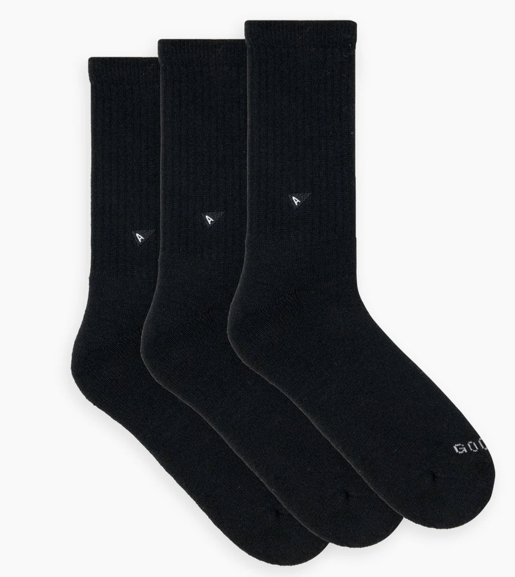 Arvin Goods Crew Socks 3 Pack Black