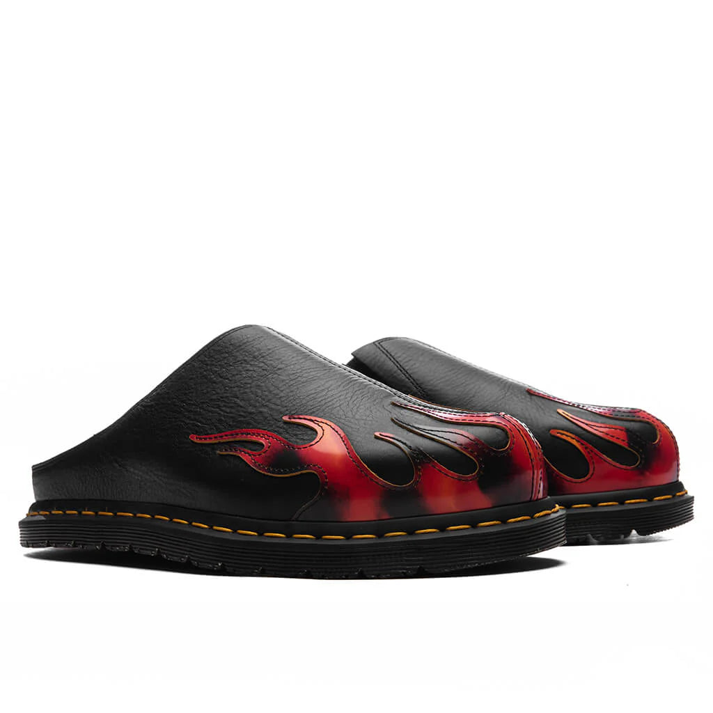 San Mule Flame Black Vibrant Red Dms Yellow