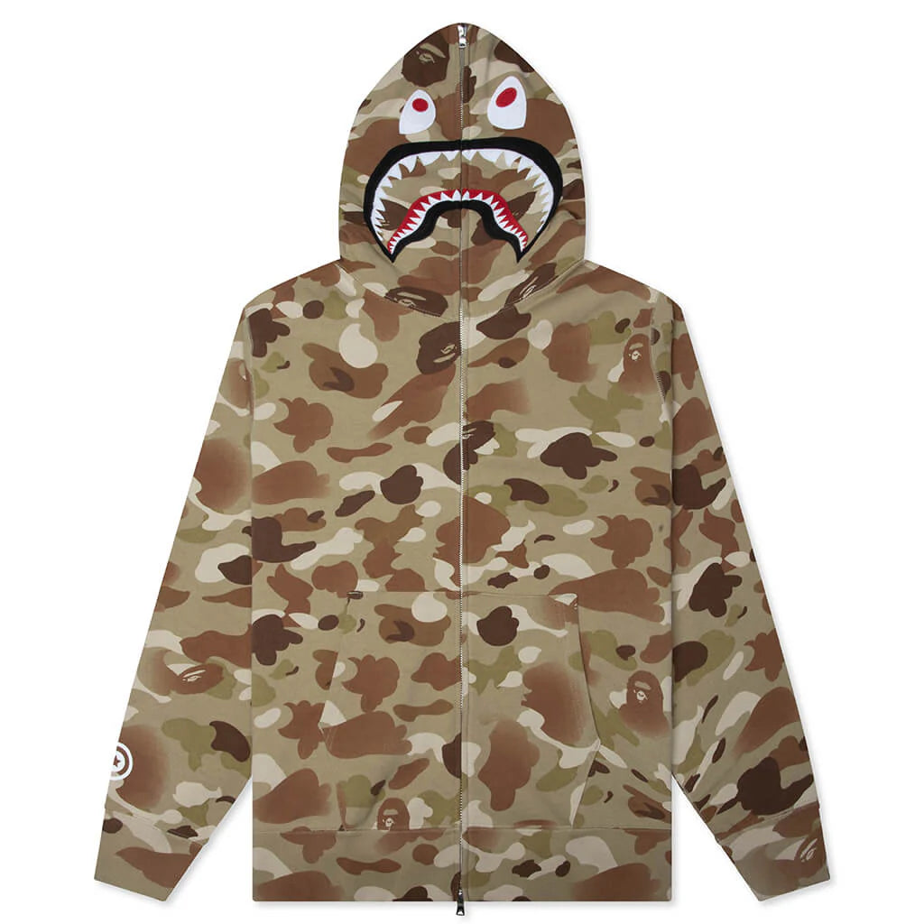Graduation Camo Shark Full Zip Hoodie Beige
