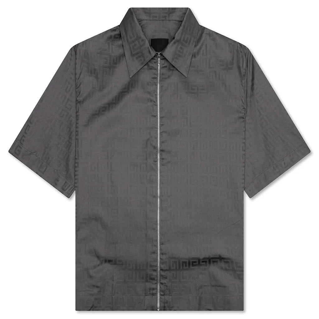 Short Sleeves Boxy Fit Zipped Shirt Titanium