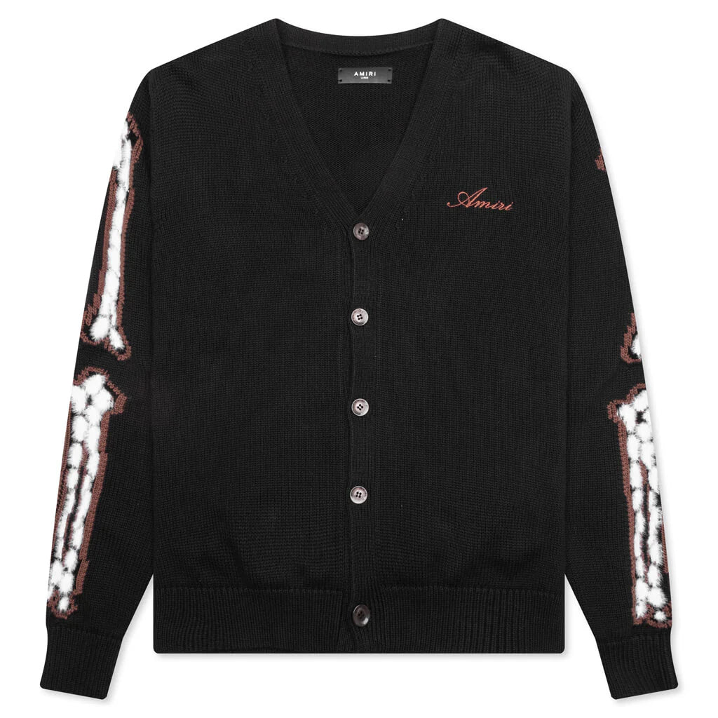 Leopard Bones Cardigan Black