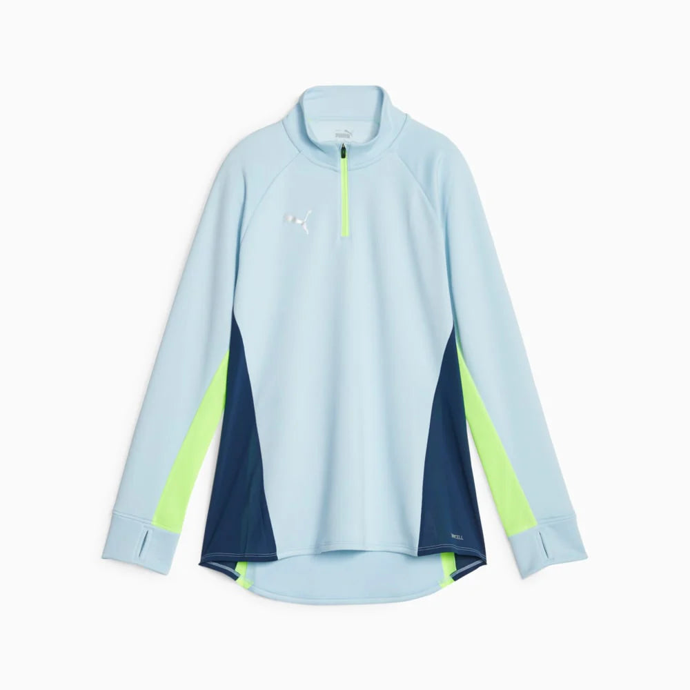 PUMA Womens Individualblaze 1 4 Zip Training Top Silver Sky Persian Blue