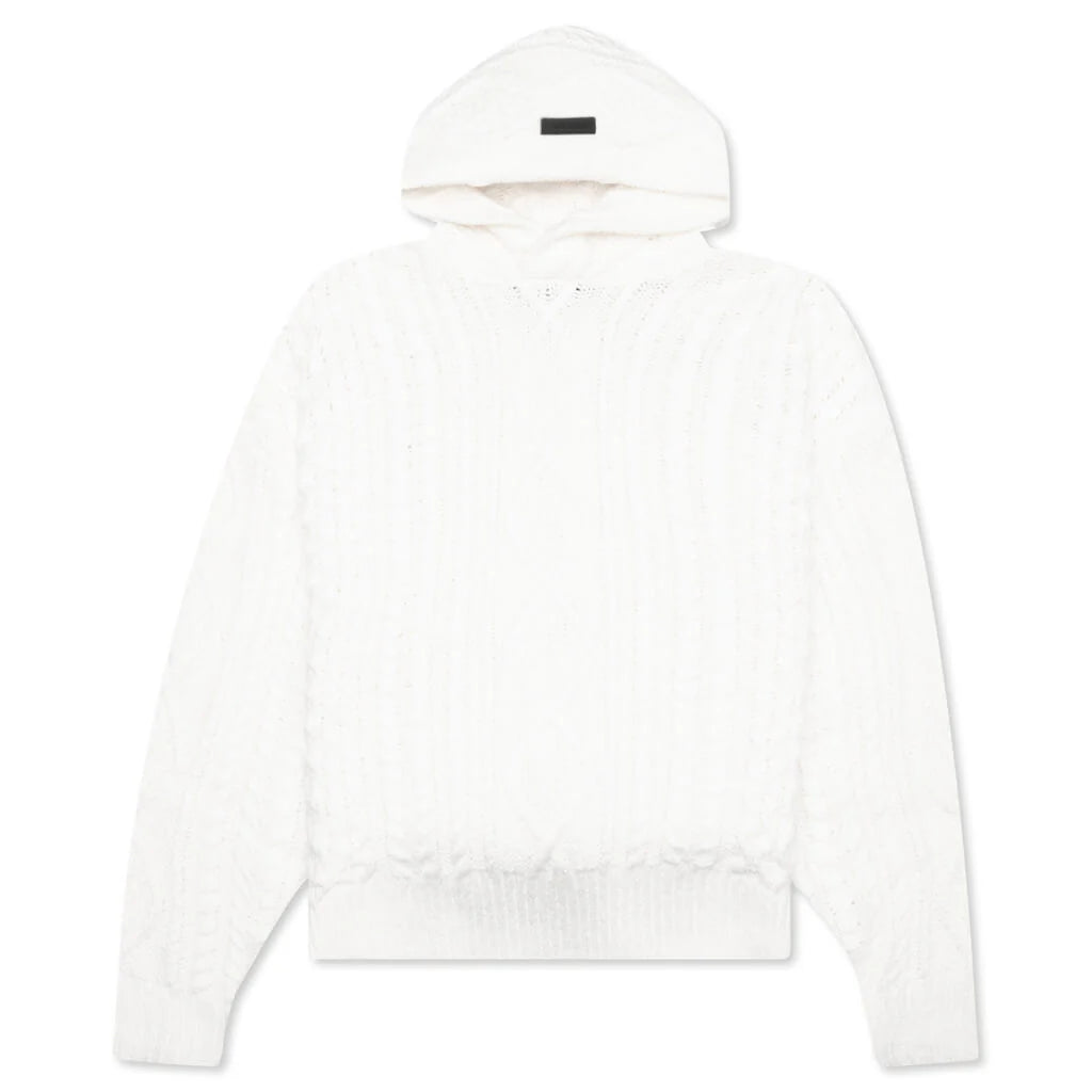 Cable Knit Hoodie Cloud Dancer