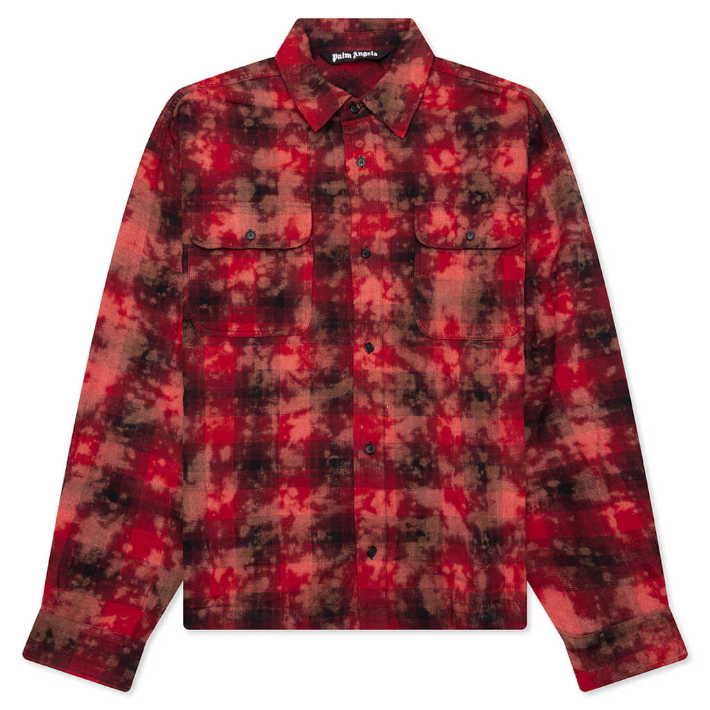 Curved Logo Check Shirt L S Red Off White