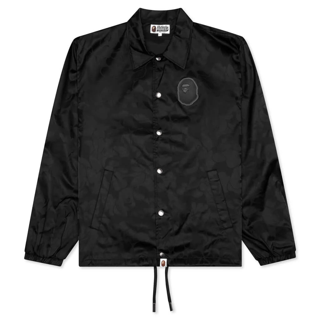 Tonal Solid Camo Coach Jacket Black