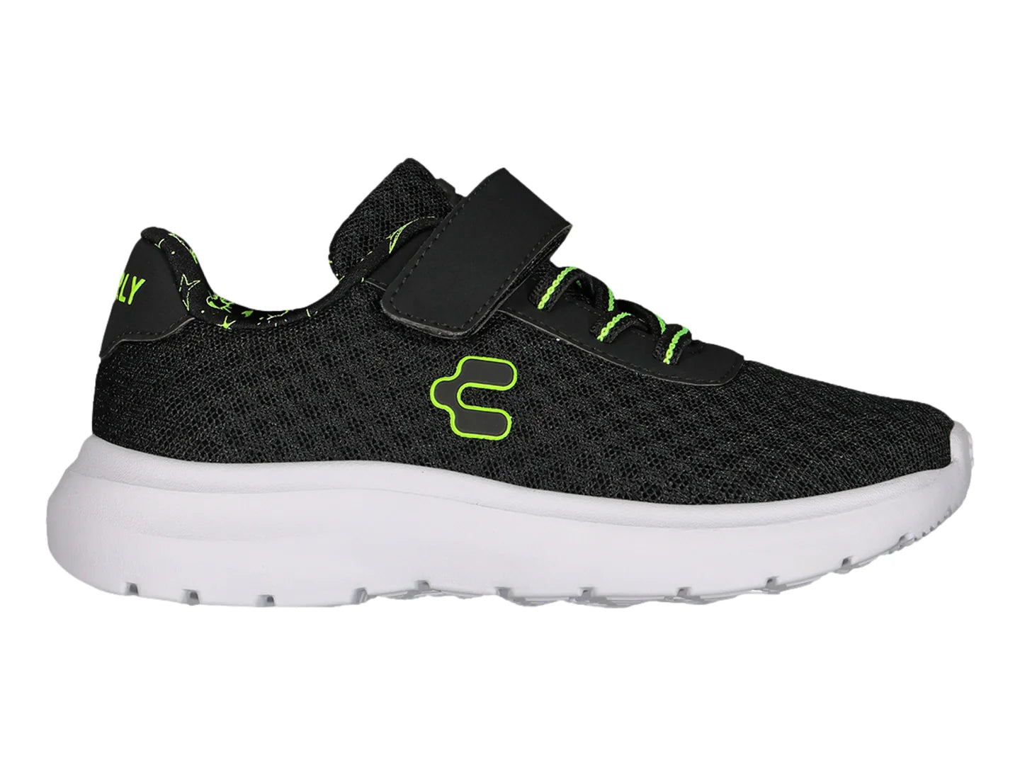 Tenis Charly Road Casual Negro con Verde Lima para Niño