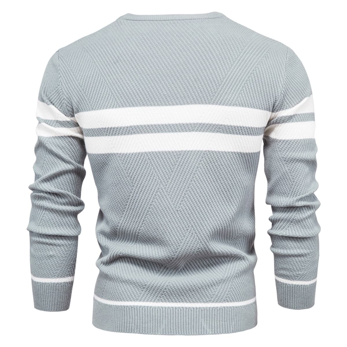 Mens Crew Neck Pullover Striped Sweater