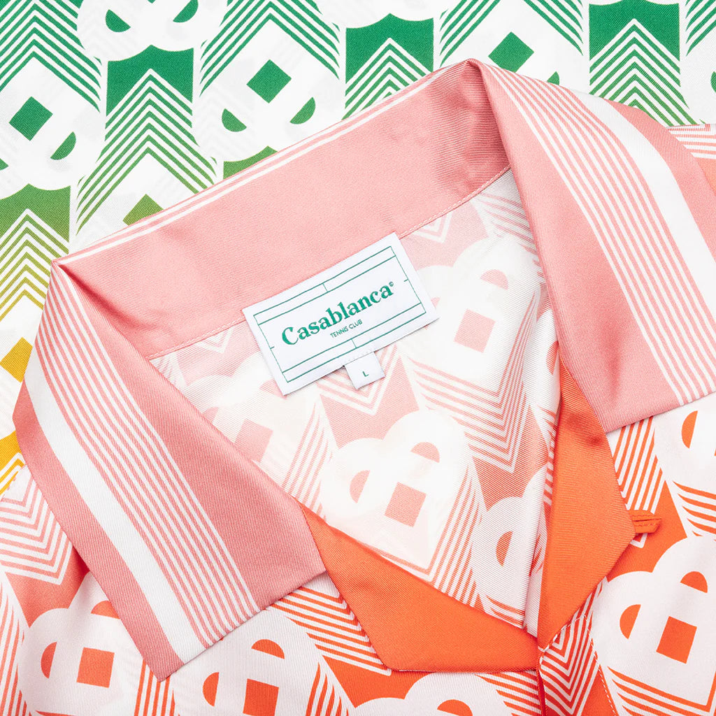 Unisex Cuban Collar S S Shirt Heart Monogram Gradient