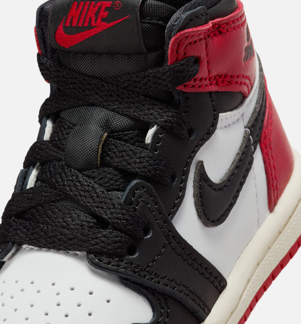 Air Jordan 1 Retro High OG Black Toe Infant Toddler Lifestyle Shoe White Black Varsity Red Sail