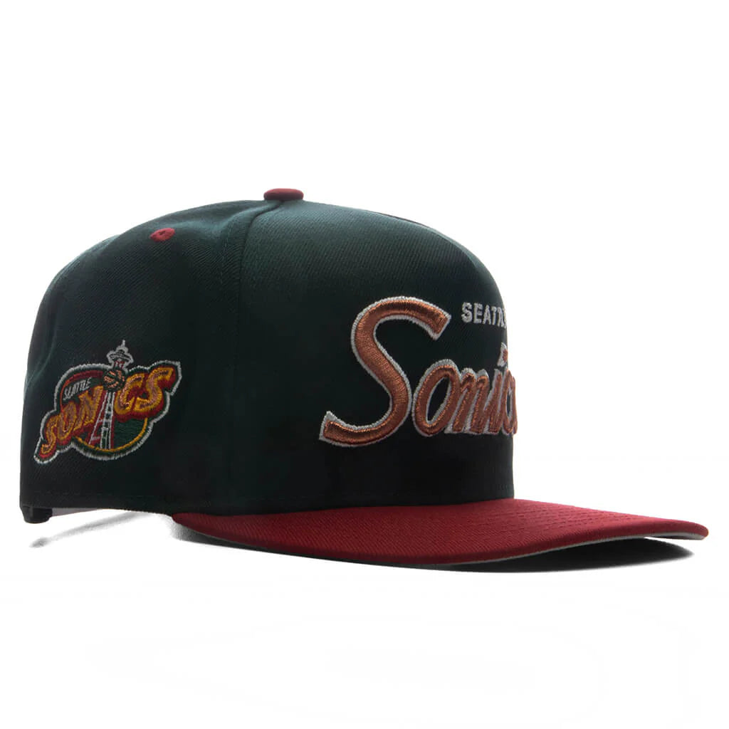 9FIFTY A Frame Curved Hardwood Classics Script Snapback Seattle Supersonics
