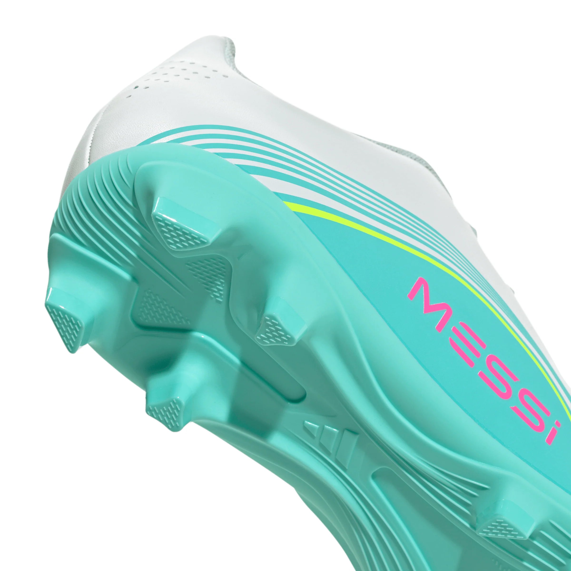adidas F50 Messi Club Firm Ground Multi Ground Youth Soccer Cleats White Pink Aqua