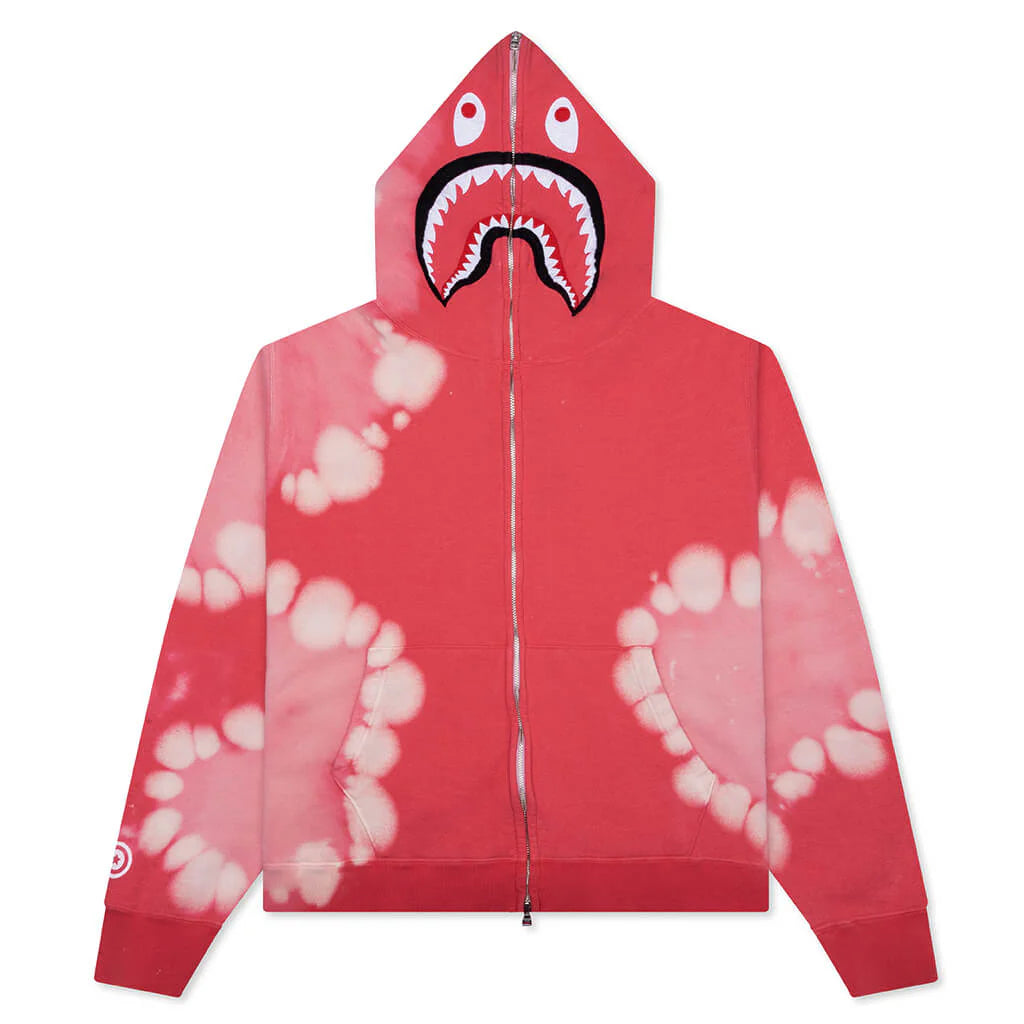 Hand Dye Shark Full Zip Hoodie Red