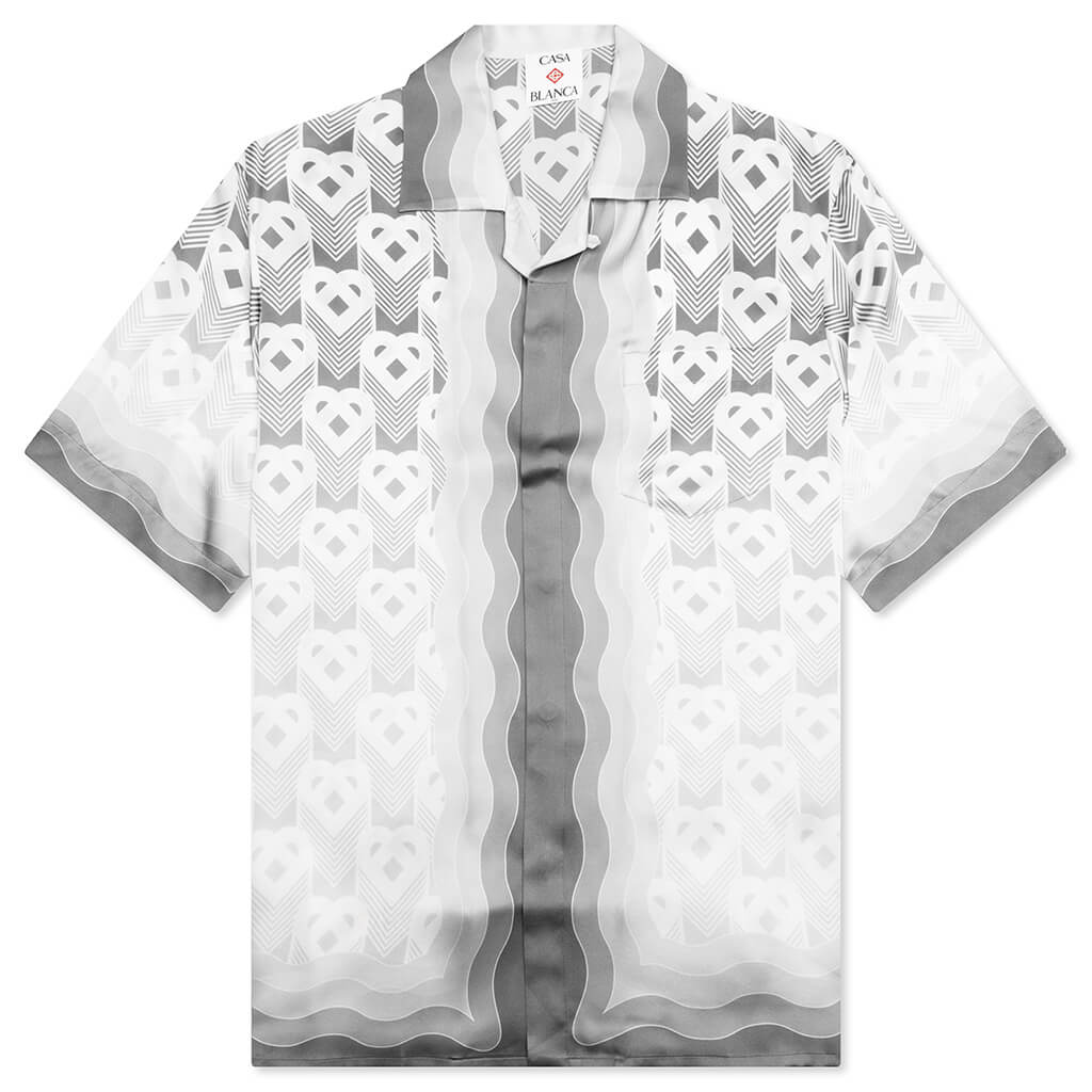 Gradient Heart Monogram S S Cuban Collar Shirt Grey